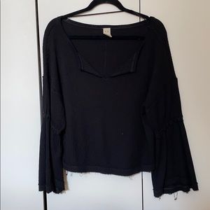 Free people black sweater top XS